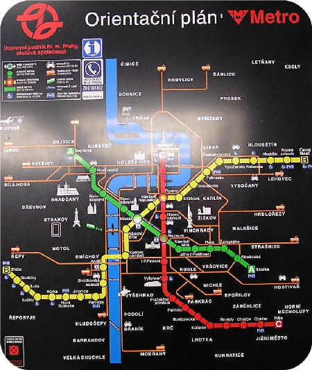 東欧紀行（Part2 プラハ、地下鉄路線図)